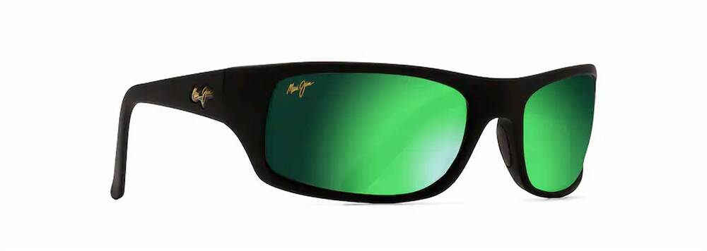 NEW MAUI JIM unisex - peahi sunglasses in matte black/ green mirror maui brillia